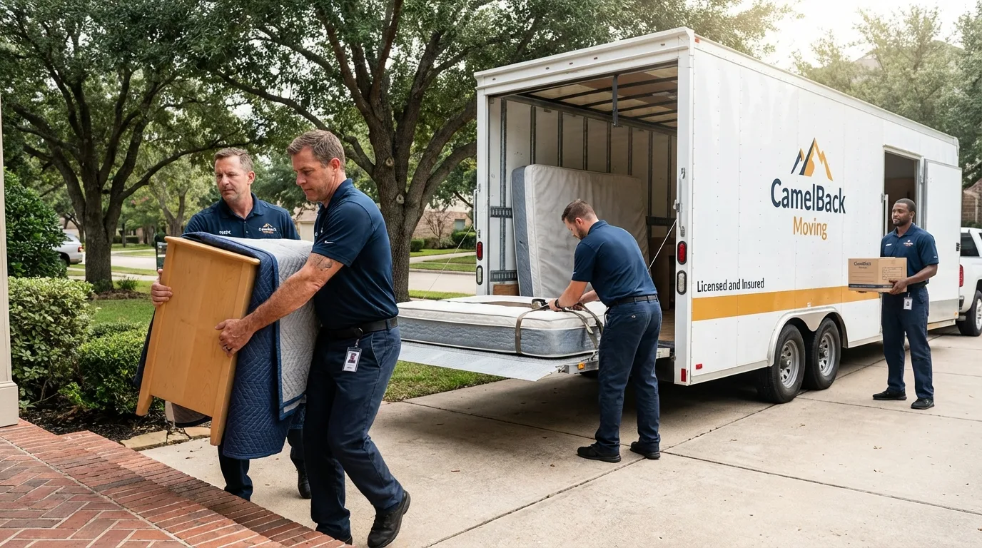 Crew loading residential truck for cross-state move from Lumber City, GA