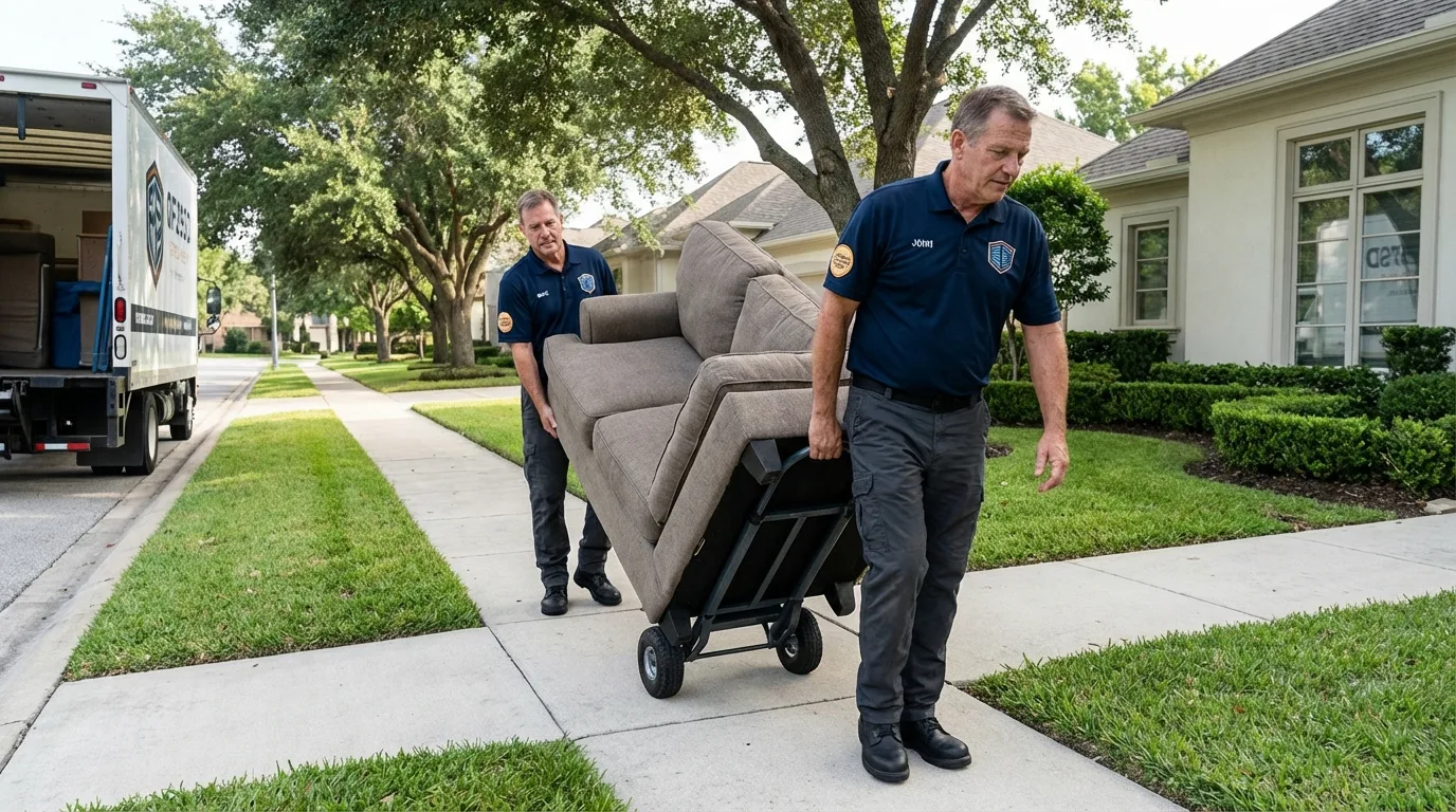 Local residential moving crew loading furniture in Lumber City, GA